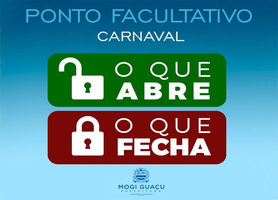 Carnaval 2026: funcionamento dos serviços em Mogi Guaçu