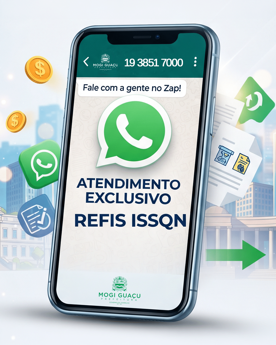 COM ATENDIMENTO PELO WHATSAPP, ISSQN SOBE 27,74%